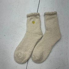 Fashion Boutique Solid Brown 1 Pair Cream Fuzzy Crew Socks Women's One Size NEW