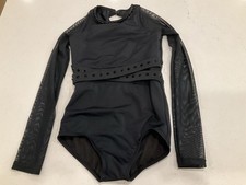 BALERA Black Leotard w/CrissCross Front Straps. Studded Girl  s Sz 1C Excel Cond.