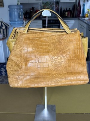 Gelbe Tasche Krokodil Muster Groß - #01