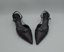 Sergio Rossi Scarpe col Tacco Slingback Pelle Nera Taglia 36.5 (US 6.5) Original