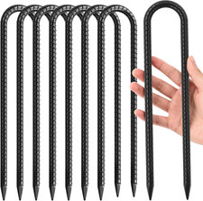 U Shaped Ground Stakes 12 Inch Heavy Duty 8 Pack Galvanized Steel Anchors
