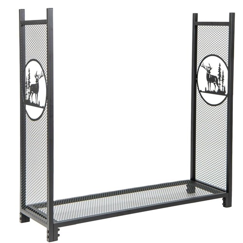 Firewood Rack Stand Heavy-Duty Log Rack Holder Mesh Sides Fireplace Wood Storage - Picture 1 of 11