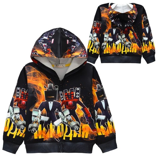Sweatshirt Oberteil für Jungen Mädchen Reißverschluss Hoodie Kind WC Monitor Freizeit bequem Jacke - Bild 2 von 18