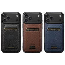 Luxury Leather 2in1 Magnetic Magsafe Credit Card Slot Case Cover For AppleiPhone