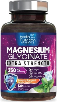 Magnesium Glycinate 250 Mg - Natural, High Absorption Magnesium Tablets Chelated