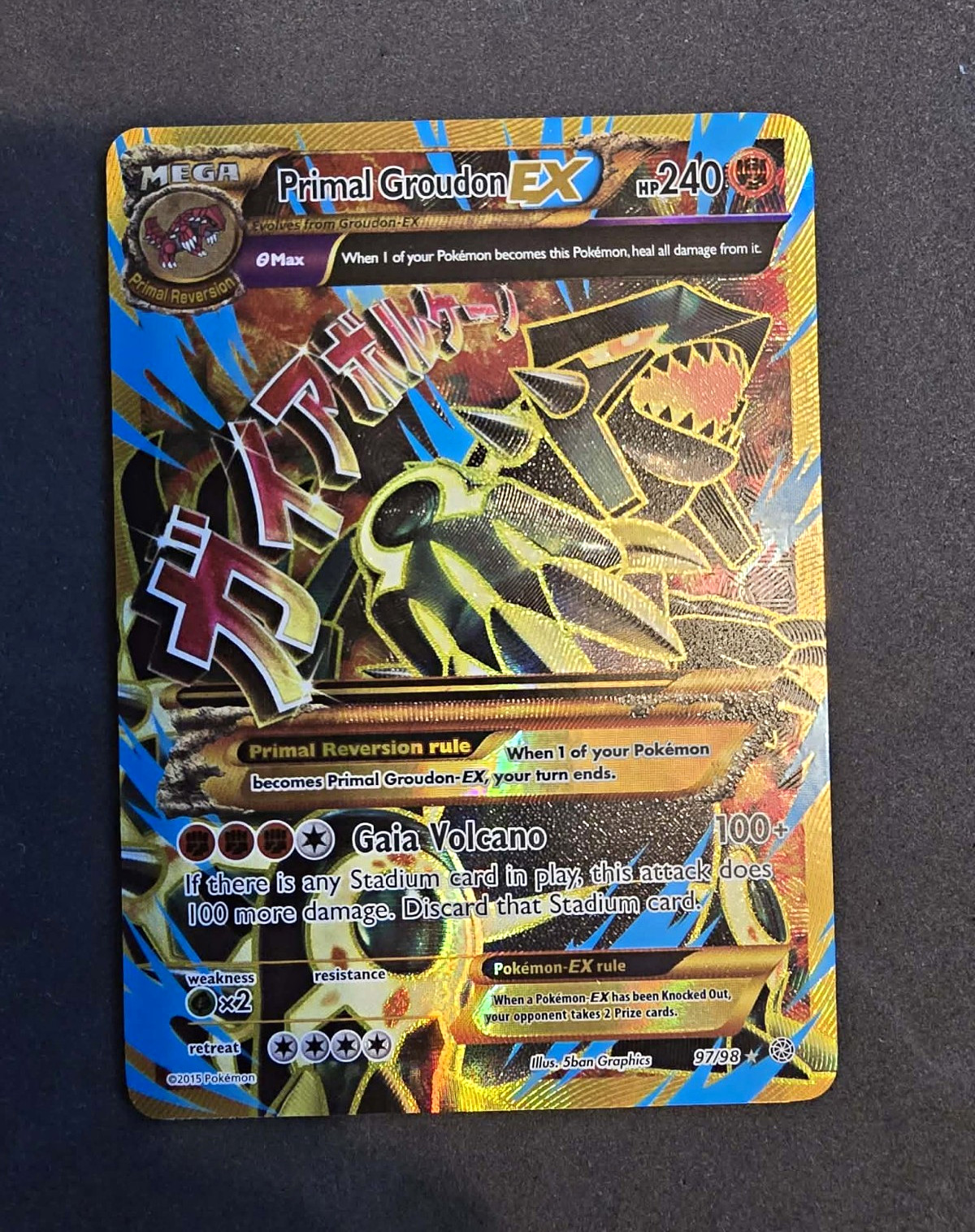 Pokémon TCG Primal Groudon EX 97/98 Full Art Holo UR Eng 240HP NM