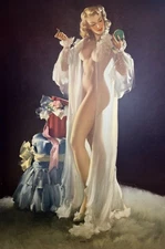 Ideal-Large Vintage Mid-20th PinUp Offset Lithograph Poster-Haddon Sundblom