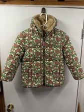 Mini Boden Reversible Padded Coat Girls US Size 7-8y Green Raspberry