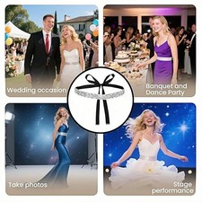 Bridal Rhinestone Belt for Women - Sparkling Crystal Wedding Sash Adjustable Wa