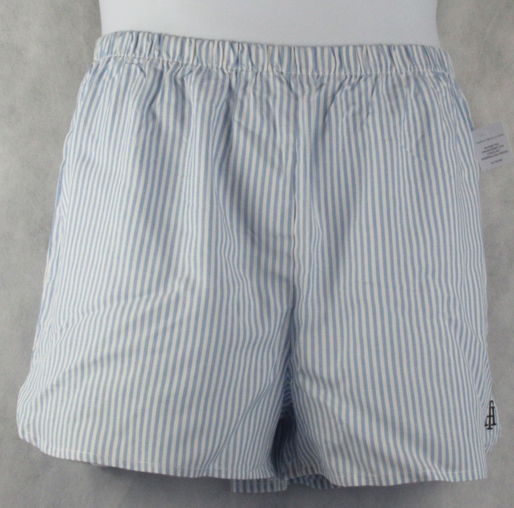 Tommy Hilfiger Women's 2-Piece Cami & Boxer Shorts Pajamas Set, Blue Stripe, XL