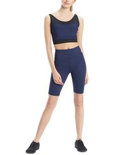 Josie Natori Womens Active Solstice Cropped Sports Tank Top Size Small,Navy