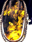 Vintage AMBER Ring Sz 7 UV Light Tested GLOWS Sun Spangles Bezel Set Oval Shape — photo 7