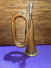 Vtg Civil War Bugler Solid Brass/Copper Military Cavalry Marked.