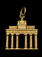 Olympische Spiele Berlin 1936 Brandenburger Tor Anh&auml;nger 8-Kt. Gold Charm