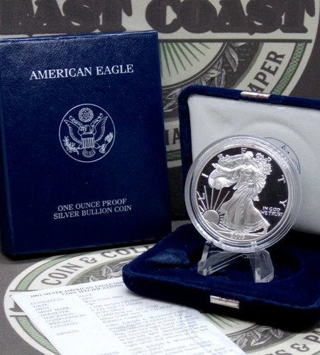 2003 "W" PROOF American SILVER Eagle $1 Box & COA East Coast Coin & Collectables