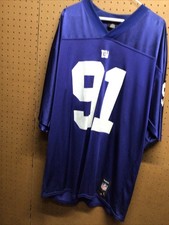 VTG Reebok NFL Team Apparel New York Giants Justin Tuck #91 Jersey Blue |Men L