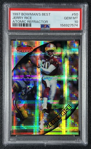 JERRY RICE PSA 10 1997 BOWMAN'S BEST #50 ATOMIC REFRACTOR 49ERS SP POP 11 GEM