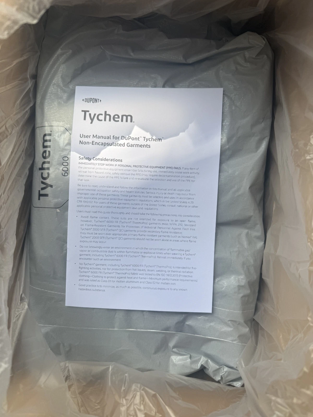 Dupont Tychem 6000 Single Coverall Med, LG, XL,2XL,3XL,4XL, 5XL TF169TGYXX000600 - product detail image 7