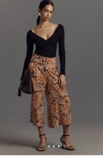 NWT Anthropologie Farm Rio x Anthropologie Printed Satin Culotte Pants Sz S