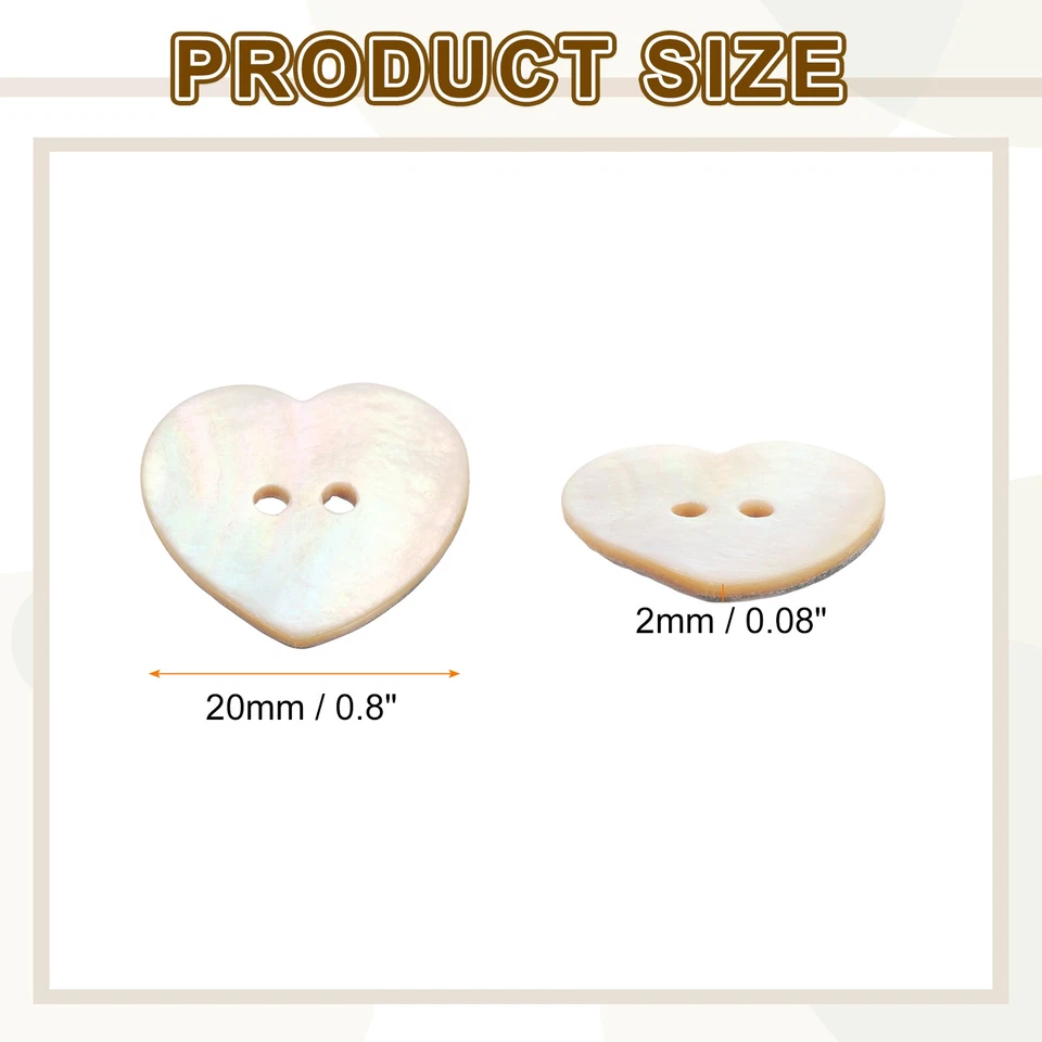 Perlmutt Knöpfe 50 Stück 0.8" Herz Muschelknöpfe für Stoffe & Bastel - Bild 2 von 4