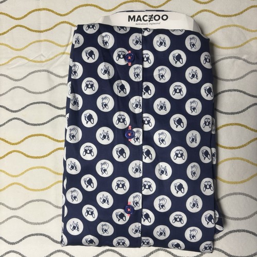 NWT Maceoo Mens 2XL XXL French Bulldog Frenchie Galileo Dog Dot Sport Shirt Blue - Picture 5 of 5