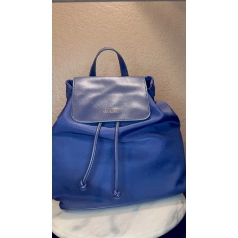 Mochila Cartera Ted Baker Azul Marino Cuero Borde Nylon Cordón Foto 2 de 4