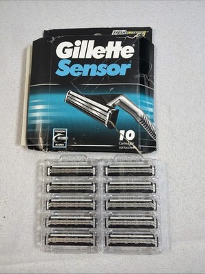 Gillette Sensor Twin Razor Blades 10 Cartridges Open Box New Refill Cartridges