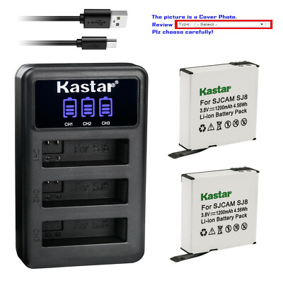 Kastar Battery Triple USB Charger for SJCAM SJ8 Star 4K Ultra HD Action Camera