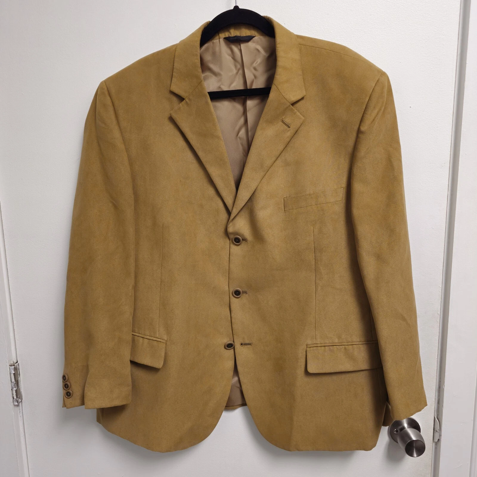 Andrew Fezza Mens Polyester Suede Sports Coat Blazer Size 48R