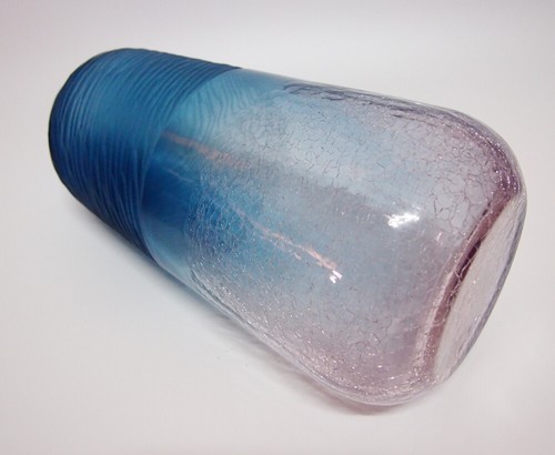 Art Glass Table flowers Vase Living room Home Decor Blue with Pink Brand New36cm - Picture 7 of 8