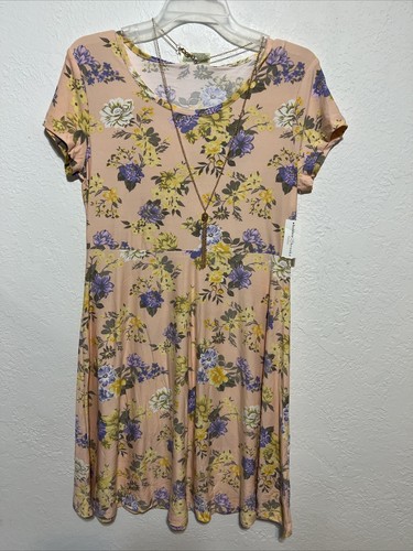 Vestido Informal Bobbie Brooks Elige Talla Melocotón Floral Midi Mantequilla Suave Línea A Nuevo con Etiquetas - Imagen 2 de 11