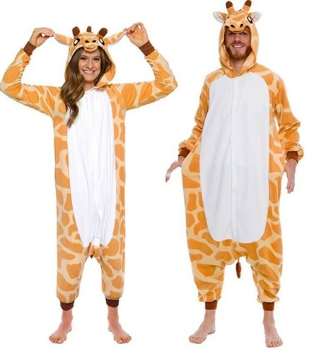 FUNZIEZ NUOVA CON ETICHETTA! Pigiama Tuta Giraffa Slim Fit Adulto Unisex Novità Pezzo Unico Medium  - Foto 1 di 4