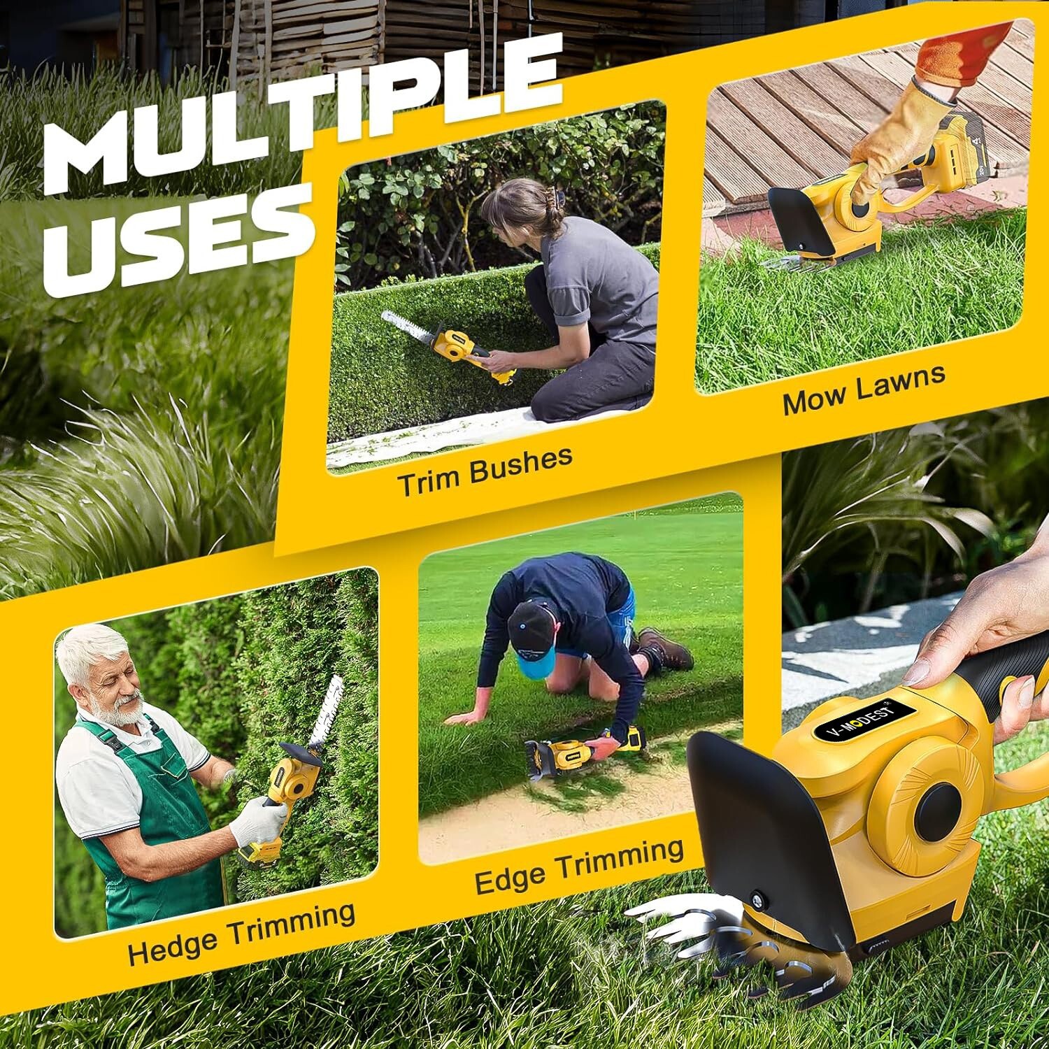 2-in-1 Cordless Hedge Shrubbery Trimmer Grass Shear For DeWALT 20V MAX Battery