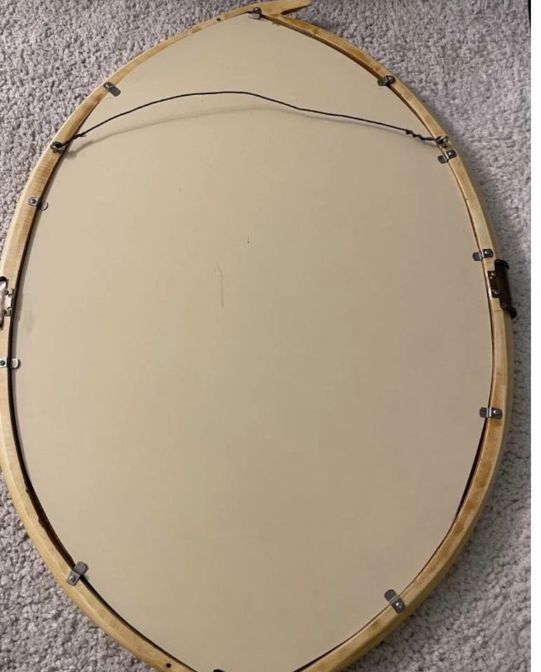 Espejo de pared de latón y colmillo de elefante sintético años 70 de Chapman Foto 3 de 4