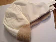 Heatherly Aviator Hat From Land's End Unisex Size Kid Large Ivory NWT Winter
