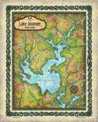 Jocossee Lake Custom Lake House Art Historic Map Artwork Wall Art Print Vintage