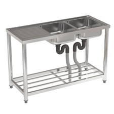 Stainless Steel Sink Commercial Catering Kitchen Sinks Double Bowls Drainer Unit