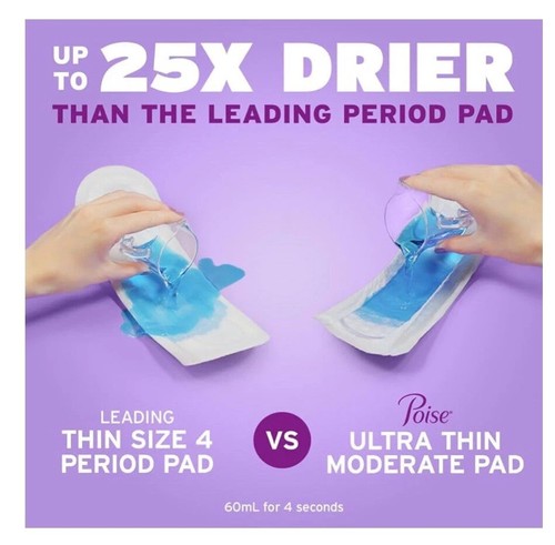 4X New!!! Poise Ultra Thin Postpartum Incontinence Pads Bladder Leaks, 48 Count - Picture 3 of 4