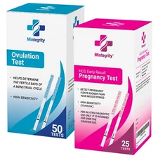 [Mintegrity] 50 Ovulation Test Strips and 25 Pregnancy Test Strips Combo Kit