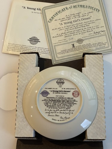 Knowles Norman Rockwell "A Young Girl's Dream" Ltd Edition Collector Plate Boxed - Picture 3 of 6