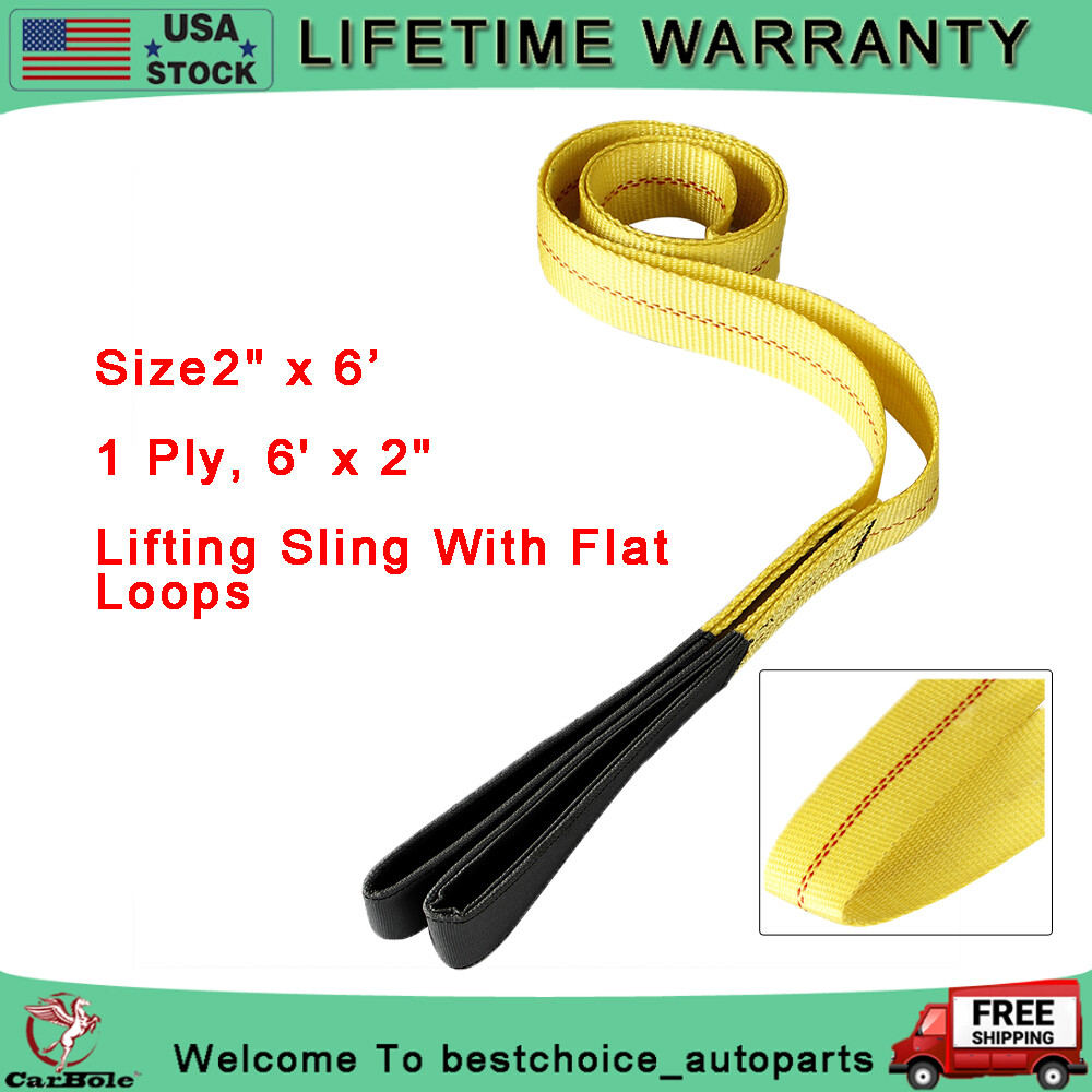 2 Inches 6FT Lifting Sling Web Strap Car Lifting Winch Pulling Vehicle Recovery