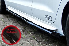 Seitenschweller mit Wing aus ABS passend für Audi A1 GB mit S-Line Schwarz Glanz