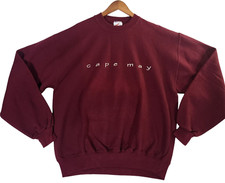 Vintage Jerzees Cape May Sweatshirt Large Burgundy Super Sweats Crew Made in USA