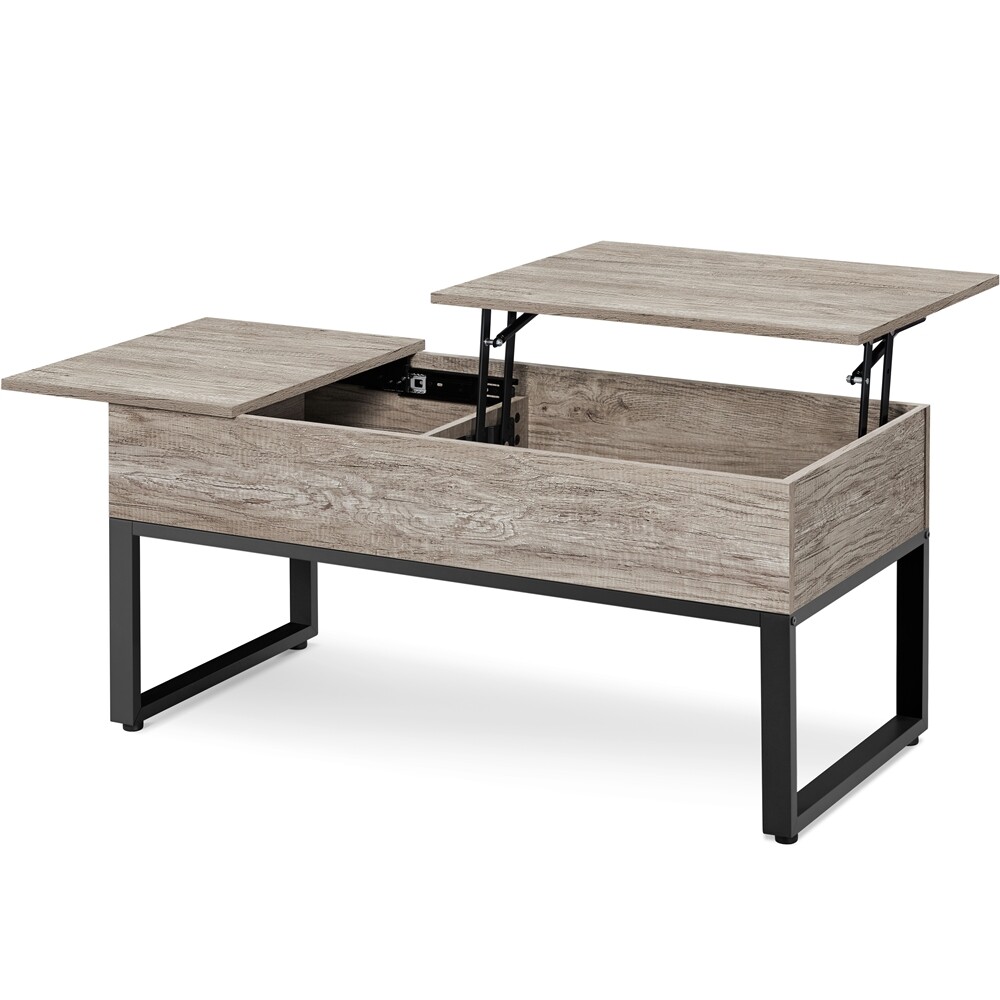 Garvis Couchtisch Mit Lift-Top - Höhenverstellbarer Wohnzimmertisch Mit Stauraum In Weiß