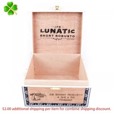 Lunatic Short Robusto Habano Empty Wood Cigar Box 6.5" x 5.5" x 3.5"