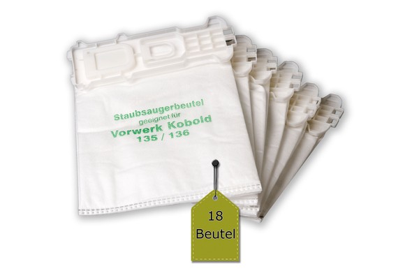 18 Staubsaugerbeutel / FiltertüTen Passend FüR Vorwerk Kobold Vk 135, Sc, 136-image