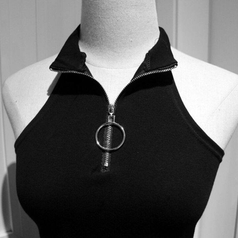 Lady High Collar Vest Zip Up Camisole Sleeveless Tank Crop Lady High Collar Vest Zip Up Camisole Sleeveless Tank Crop