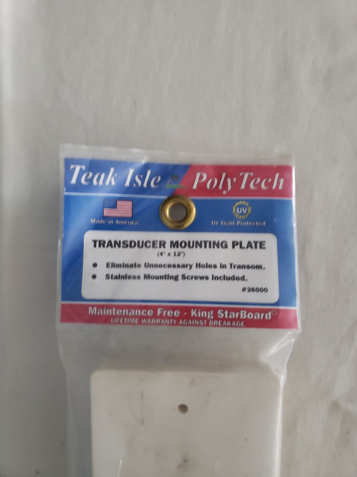 TEAK ISLE Transducer POLYTEC mounting plate 4" X 12" boat new eBay