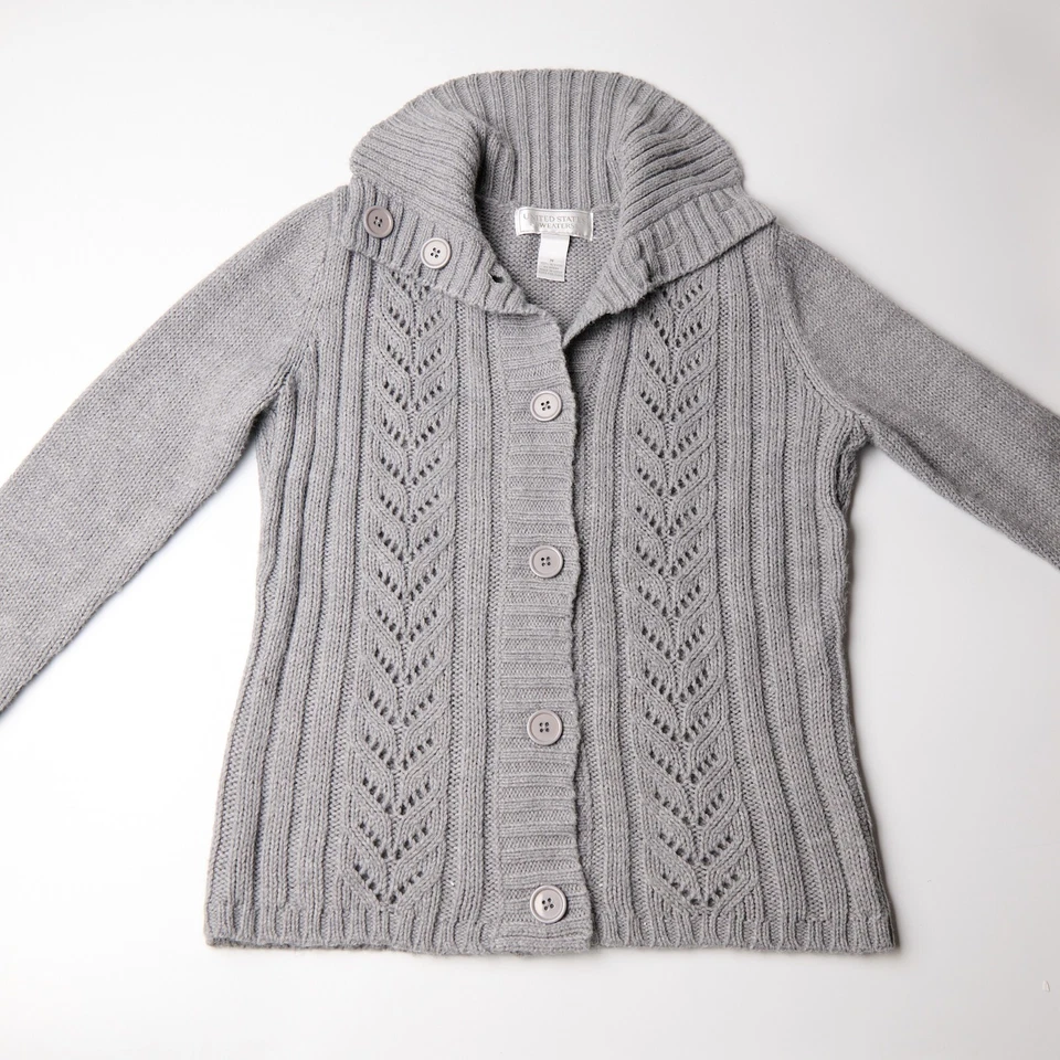 Cárdigan de Estados Unidos para mujer M tejido con cable Cottagecore light academia preppy Foto 4 de 4