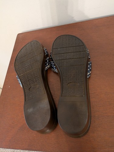 Dr. Scholl's Vintage Shoes Sandals Slip-on Size 9 Blue Polka Dot Open Toe. AS - Picture 6 of 8
